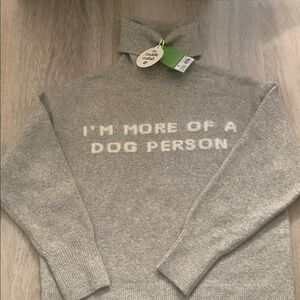 NEW Women's "I'm More Of A Dog Person" Turtleneck Sweater - Heathered Gray XS